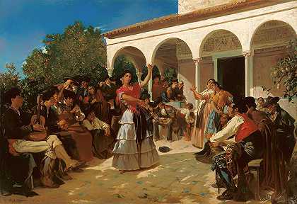 阿尔卡扎花园里的吉普赛舞蹈`A Gypsy Dance In The Gardens Of Alcazar