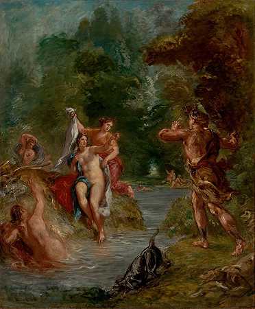 夏天——戴安娜感到惊讶`The Summer – Diana surprised by Actaeon (1856~1863) by Actaeon by Eugène Delacroix