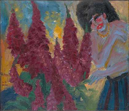 花园里的早晨`Morning in the Flower Garden (1918) by Emil Nolde