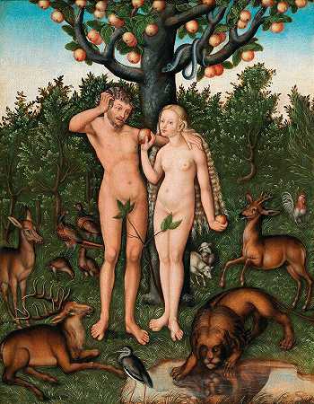 亚当夏娃和知识之树`Adam and Eve and the Tree of Knowledge by Antonius Heusler