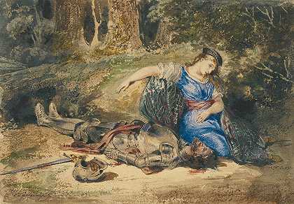 劳拉之死`The Death of Lara (about 1824) by Eugène Delacroix