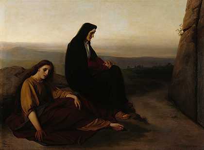 在基督墓前哀悼的妇女`Women Mourning At Christ’s Grave (1868) by Victorine Nordenswan