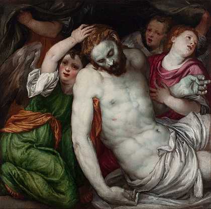 皮埃塔和天使`Pietà and Angels by Lambert Sustris