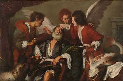 托拜厄斯治愈了他的父亲盲人`Tobias Curing His Fathers Blindness (1630–35) by Bernardo Strozzi