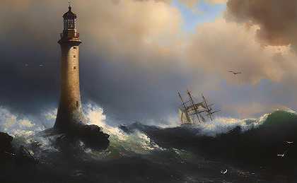 从埃迪斯通灯塔出发`Shipping Off The Eddystone Lighthouse