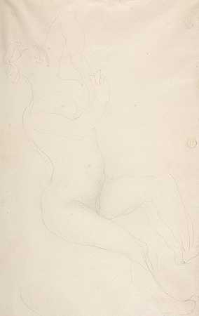 斜倚裸女`Reclining nude female figure by Auguste Rodin