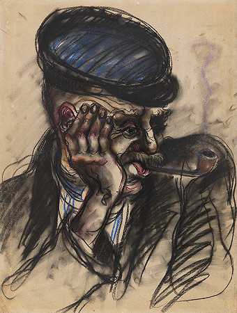海港工人的肖像`Porträt eines Hafenarbeiters (1930) by Elfriede Lohse-Wächtler