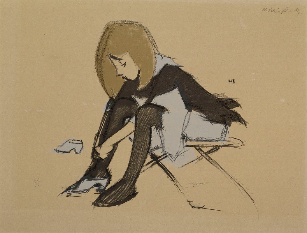 丝绸鞋`Silk Shoes (1938) by Helene Schjerfbeck
