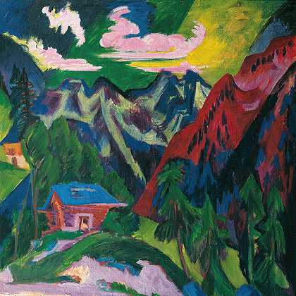 修道院山`Die Klosterser Berge (1923) by Ernst Ludwig Kirchner