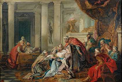 以斯帖的昏厥`The fainting of Esther by Jean-François de Troy