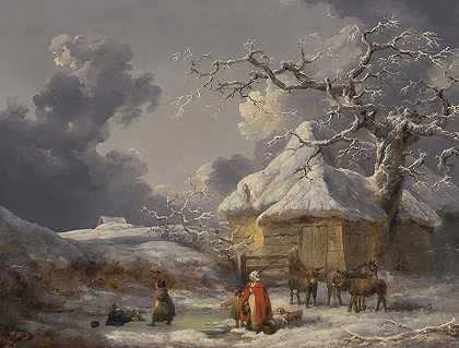 冬季风景与人物`Winter Landscape With Figures