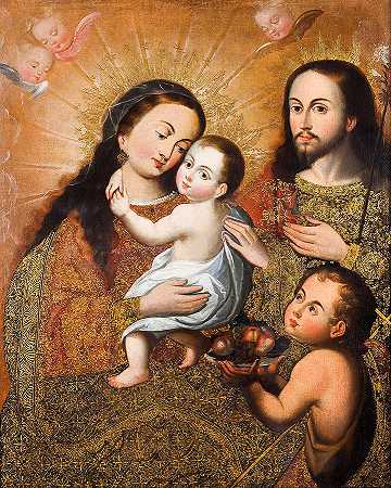 圣约翰和金翅雀的神圣家庭`Holy Family With Saint John And A Goldfinch
