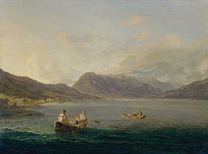 奥地利阿尔卑斯湖`Österreichischer Alpensee (1845) by Anton Schiffer