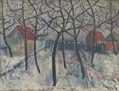 花园里的树`Trees in a Garden (1933) by Cyprián Majerník