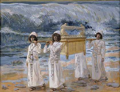 方舟经过约旦河`The Ark Passes Over the Jordan (c. 1896~1902) by James Tissot