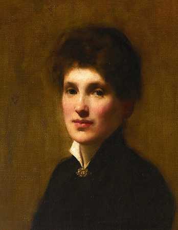 艺术家亨丽埃塔·洛伊·所罗门的肖像她姐姐`Portrait of Henrietta Lowy Solomon, The Artists Sister by Solomon Joseph Solomon