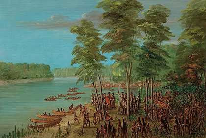拉萨尔占领了阿肯色州河口的土地`La Salle Taking Possession of the Land at the Mouth of the Arkansas