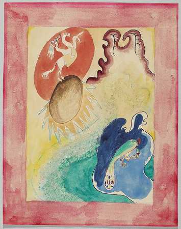 年鉴的封面设计蓝色骑士六、`Design for the cover of the almanac ;The Blue Rider VI (1911) by Wassily Kandinsky
