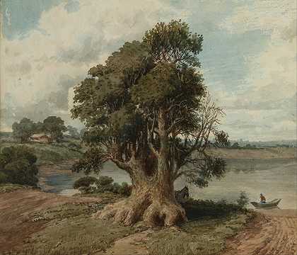 海岸景观（圣伊西德罗）`Paisaje de la costa (San Isidro) (1840~1870) by Prilidiano Pueyrredòn