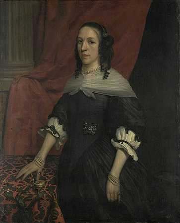 一位女性的肖像，可能是安娜·范·布尔贡迪（Anna van Bourgondië），她是Slot Windenburg op Dryschor（Schouwen）的创始人，也是阿道夫·范·克莱夫（Adolf van Kleef）的妻子`Portrait of a Woman, possibly Anna van Bourgondië, Founder of Slot Windenburg op Dryschor (Schouwen) and Wife of Adolf van Kleef (1662) by Jan Van Rossum