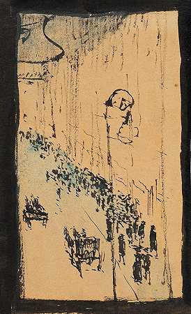 巴黎大街`Strasse in Paris (1907) by August Macke