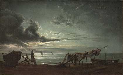 那不勒斯湾。月光`The Gulf of Naples. Moonlight (1820 – 1821) by Johan Christian Dahl