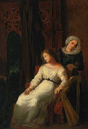 苔丝狄蒙娜和艾米莉亚`Desdemona and Emilia by Eugène Delacroix