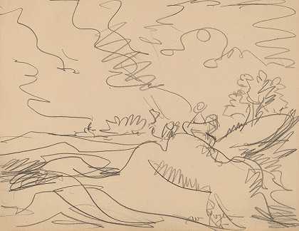 陶努斯的风景`Landscape in the Taunus (1916) by Ernst Ludwig Kirchner