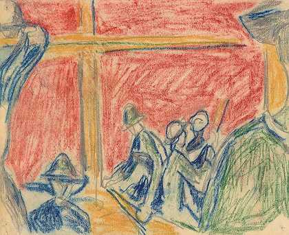 工作环境`Arbeiderscene (1929) by Edvard Munch