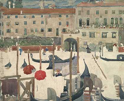 威尼斯码头`Venetia Marina (ca. 1899) by Maurice Prendergast
