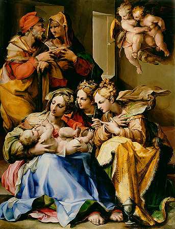 圣徒家庭亚历山大的安妮·凯瑟琳和玛丽·玛格达伦`Holy Family with Saints Anne Catherine of Alexandria and Mary Magdalen