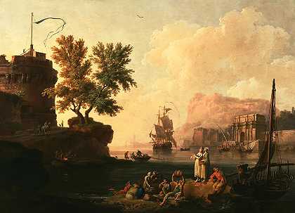 地中海港口景观`Mediterranean Harbor Scene