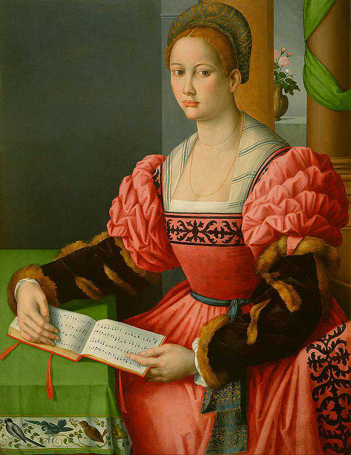 一个拿着一本音乐书的女人的肖像`Portrait of a Woman with a Book of Music