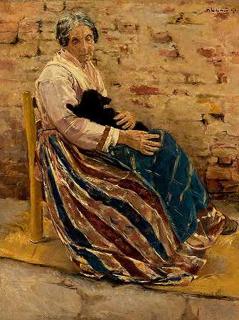 带着猫的老妇人`An Old Woman with Cat