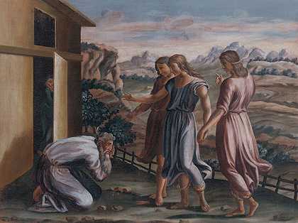 圣经场景三。`Biblical Scene III. (1845–1865) by Alexander Belopotocký