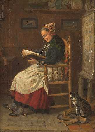 客厅里的老太太`Old lady in the living room (1878) by Julius Simmonds