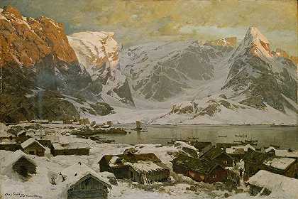 从勒因·洛弗滕（Reine in Lofoten）的视角`View from Reine in Lofoten (1883) by Otto Sinding