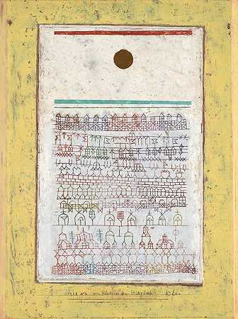 《城镇之书》中的一页`A Page from the Book of Towns (1928) by Paul Klee