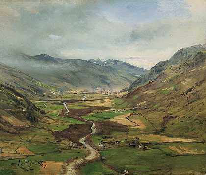 加斯坦谷2号`Das Gasteinertal II (1877) by Anton Romako