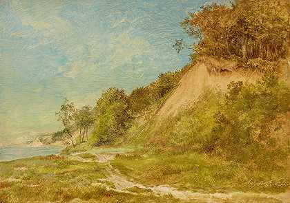 波罗的海的沙丘海滩`Dünenstrand an der Ostsee (1887) by Friedrich Loos