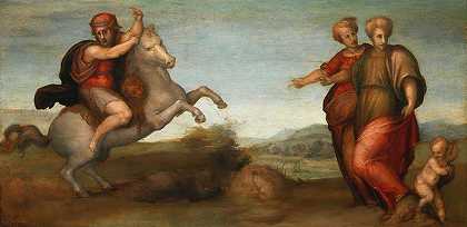 马库斯·柯蒂斯跳入深渊`Marcus Curtius Leaping Into The Abyss by Pontormo (Jacopo Carucci)