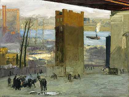 孤零零的公寓`The Lone Tenement (1909) by George Wesley Bellows