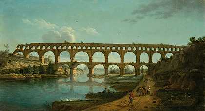 加德桥景观`View Of The Pont Du Gard (1793) by Paul Grégoire