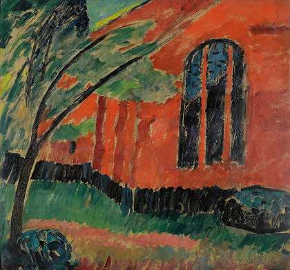 普雷罗教堂（普雷罗教堂）`Kirche Im Prerow (Church In Prerow) (circa 1911) by Alexej von Jawlensky