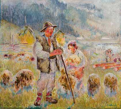 小牧羊人`Young Shepherd (1931) by Kazimierz Sichulski