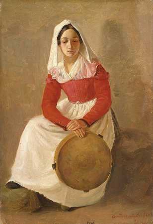 苏比亚科一个叫Anunziata的女人`A women named Anunziata in Subiaco (1841) by Adolph Tidemand