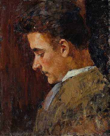 青年肖像画家的姐夫鲁道夫·斯坦德`Jugendbildnis Rudolf Steindl, Schwager des Künstlers (1895) by Koloman Moser