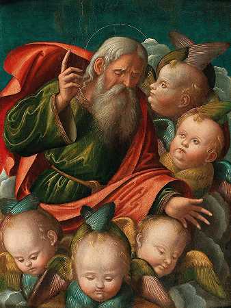 天父包围了我`God the father surrounded by Angels by Angels by Baldassarre di Matteo Carrari