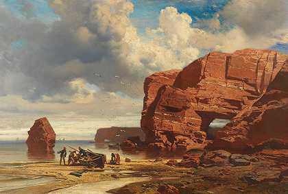 迪耶普附近的海滩`Strand bei Dieppe (1854) by Charles Hoguet
