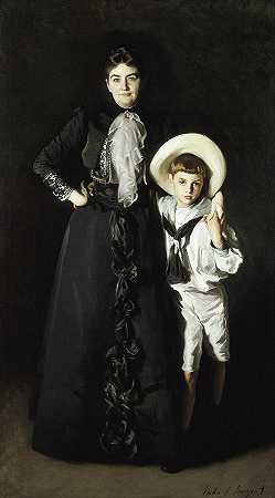 爱德华·戴维斯夫人和她的儿子利文斯顿·戴维斯的肖像`Portrait of Mrs Edward L Davis and Her Son Livingston Davis